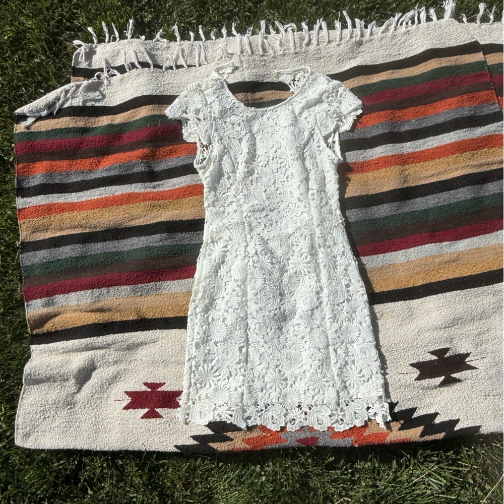 Lulu's White Lace Backless Dress